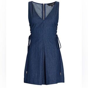 Intermix Lace-Up Denim Mini Dress